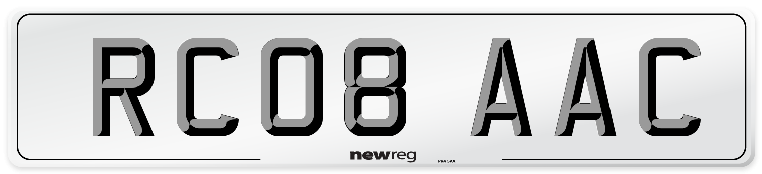 RC08 AAC Number Plate from New Reg